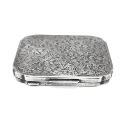 Vintage Hand Engraved Mirror Compact in 800 Silver