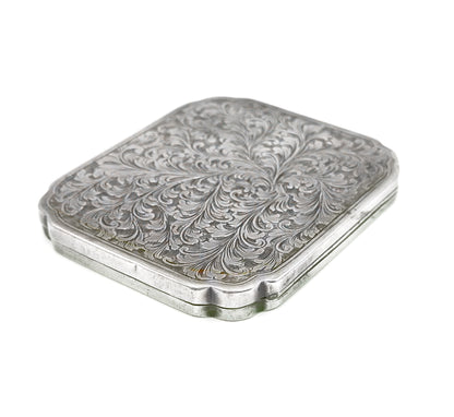 Vintage Hand Engraved Mirror Compact in 800 Silver