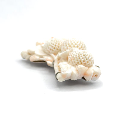 Art Deco Hand Carved Coral Chrysanthemum Obijime Obidome Ornament