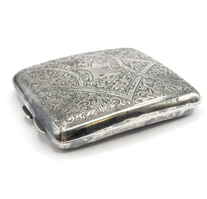 The closed case angled from the opposite side, with the hinge knuckles running along the left edge.