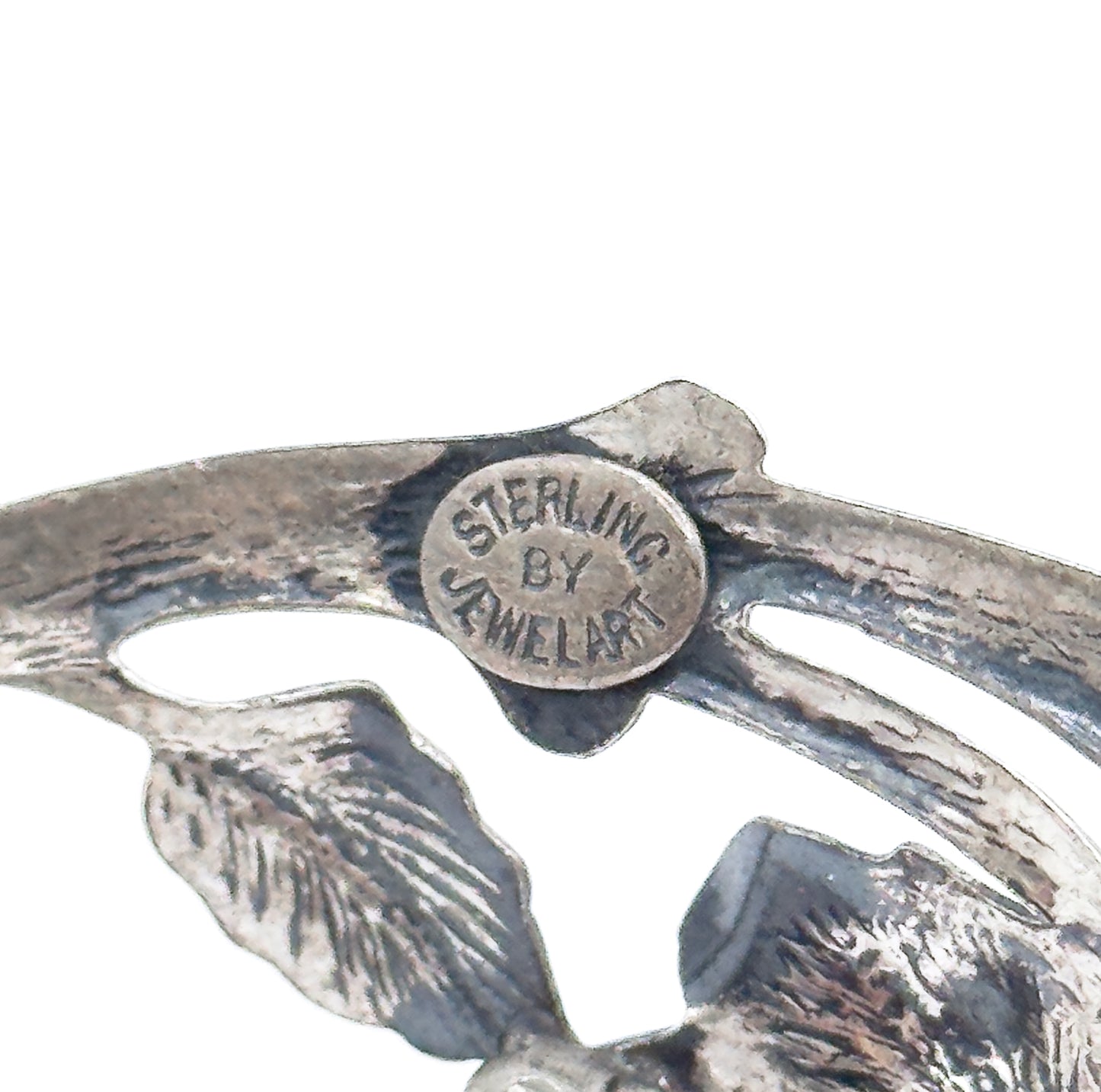 Vintage JewelArt Brand Roses on Branch Pin in Silver