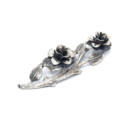 Vintage JewelArt Brand Roses on Branch Pin in Silver