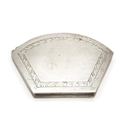 Beautiful Antique 800 Silver Engraved Acanthus Leaf Compact Case - AS IS