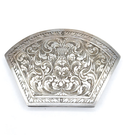 Beautiful Antique 800 Silver Engraved Acanthus Leaf Compact Case - AS IS