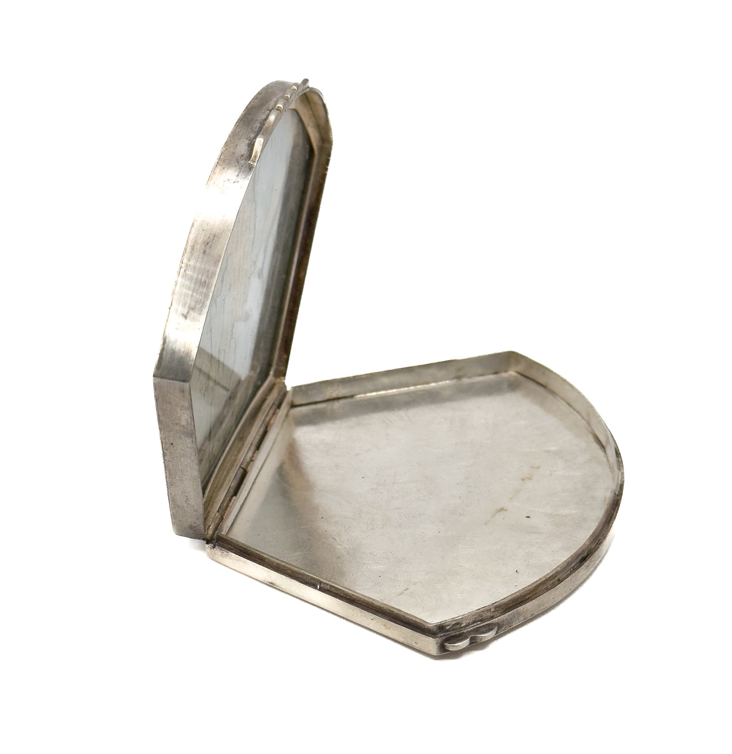 Beautiful Antique 800 Silver Engraved Acanthus Leaf Compact Case - AS IS