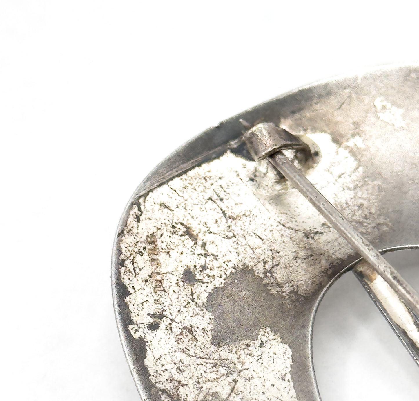 Vintage Etched Belt Buckle Brooch in Sterling Silver