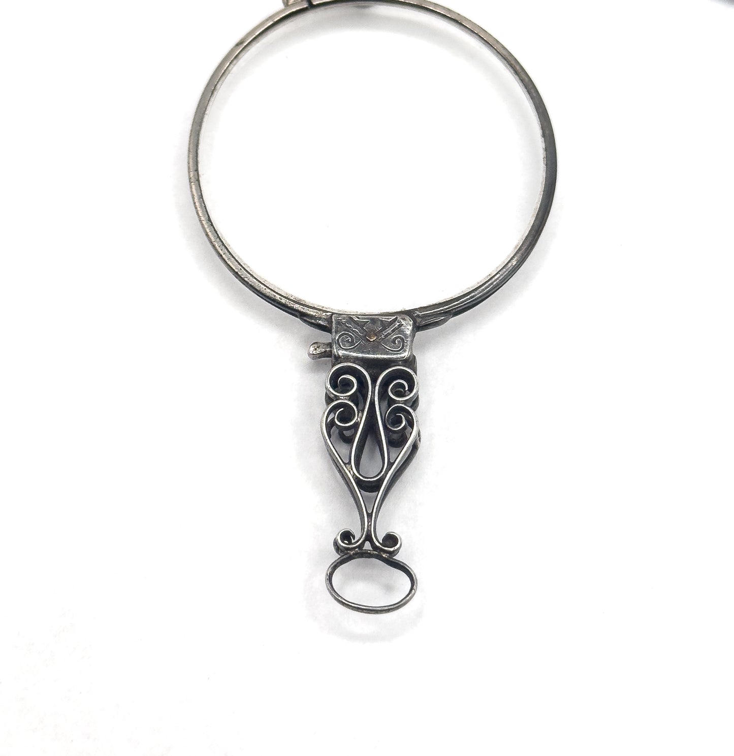 Antique Edwardian Folding Lorgnette Glasses Quizzer Pendant