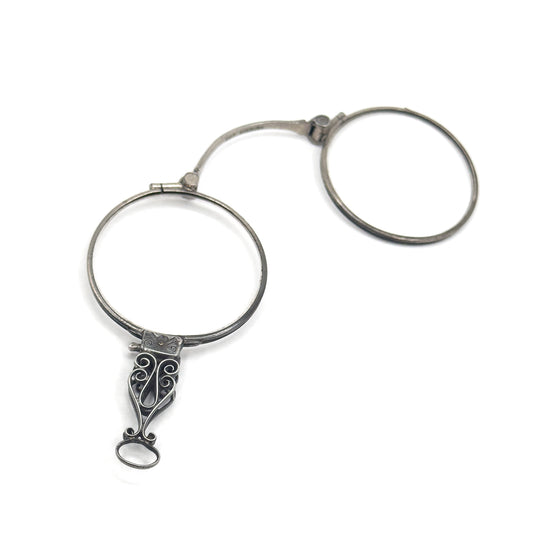 Antique Edwardian Folding Lorgnette Glasses Quizzer Pendant