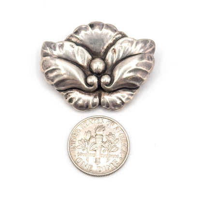 1940s Georg Jensen Floral Brooch in Sterling Silver