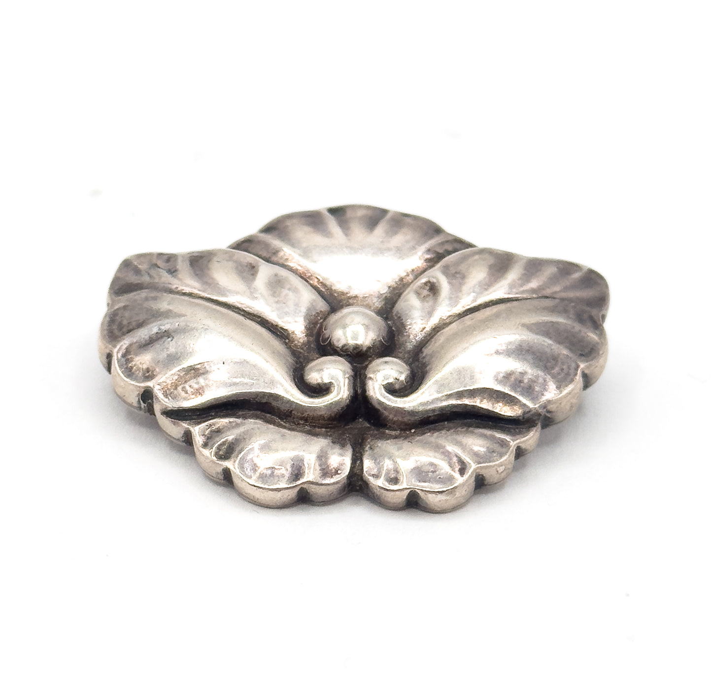 1940s Georg Jensen Floral Brooch in Sterling Silver