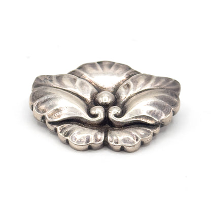 1940s Georg Jensen Floral Brooch in Sterling Silver
