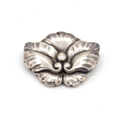 1940s Georg Jensen Floral Brooch in Sterling Silver
