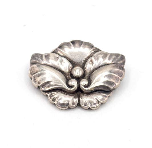 1940s Georg Jensen Floral Brooch in Sterling Silver