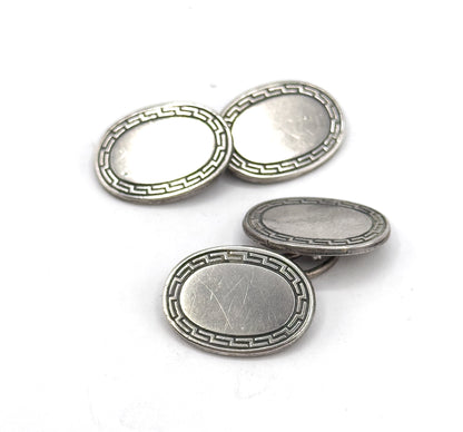 Antique Greek Key Cufflinks in Sterling Silver