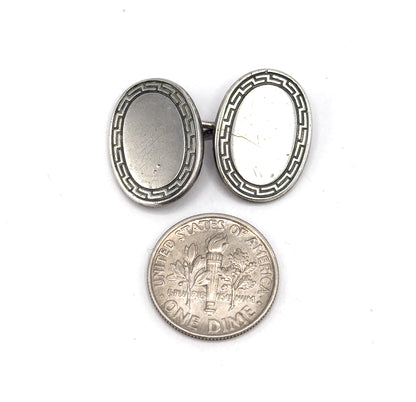 Antique Greek Key Cufflinks in Sterling Silver