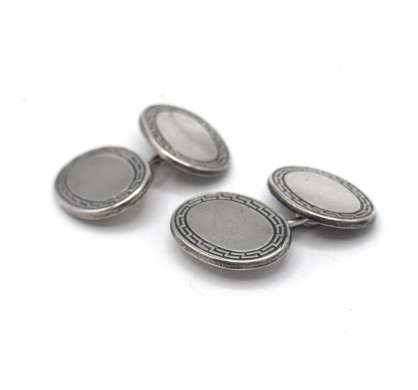 Antique Greek Key Cufflinks in Sterling Silver