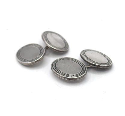 Antique Greek Key Cufflinks in Sterling Silver