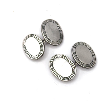 Antique Greek Key Cufflinks in Sterling Silver