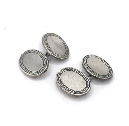 Antique Greek Key Cufflinks in Sterling Silver