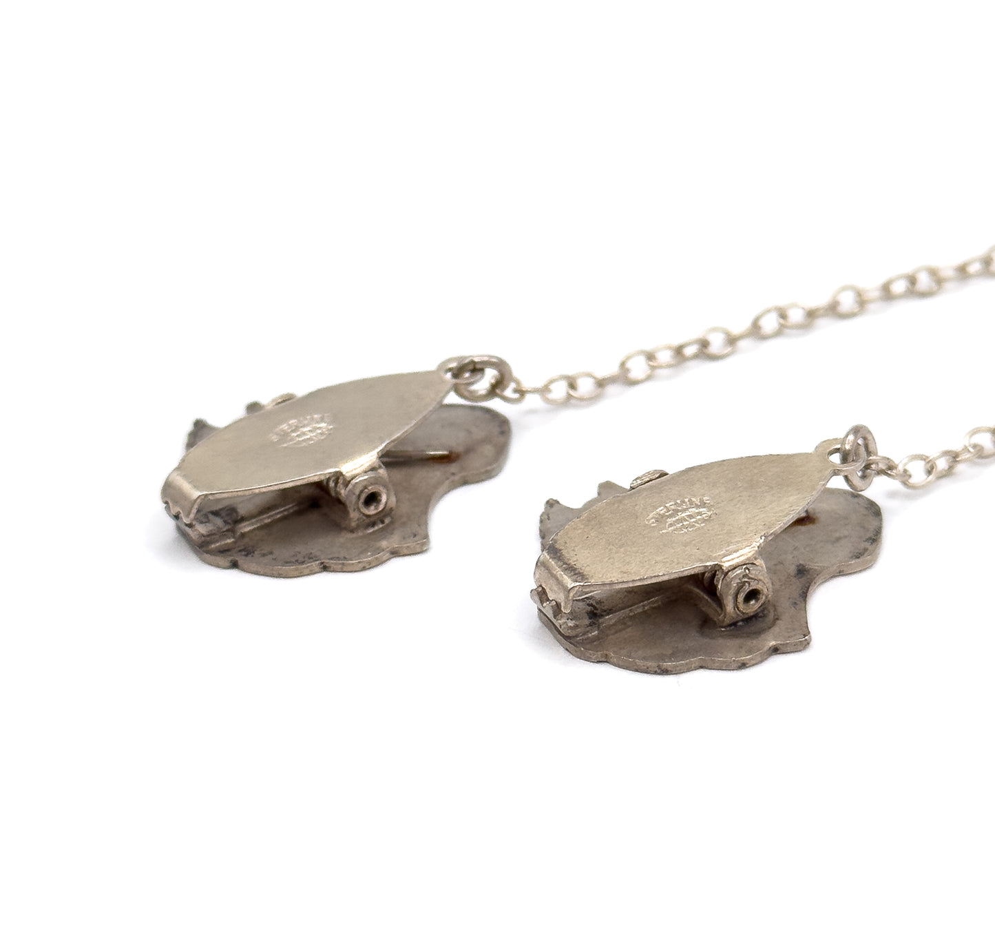 Vintage Sterling Silver Duck Bib Clips