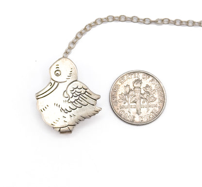 Vintage Sterling Silver Duck Bib Clips