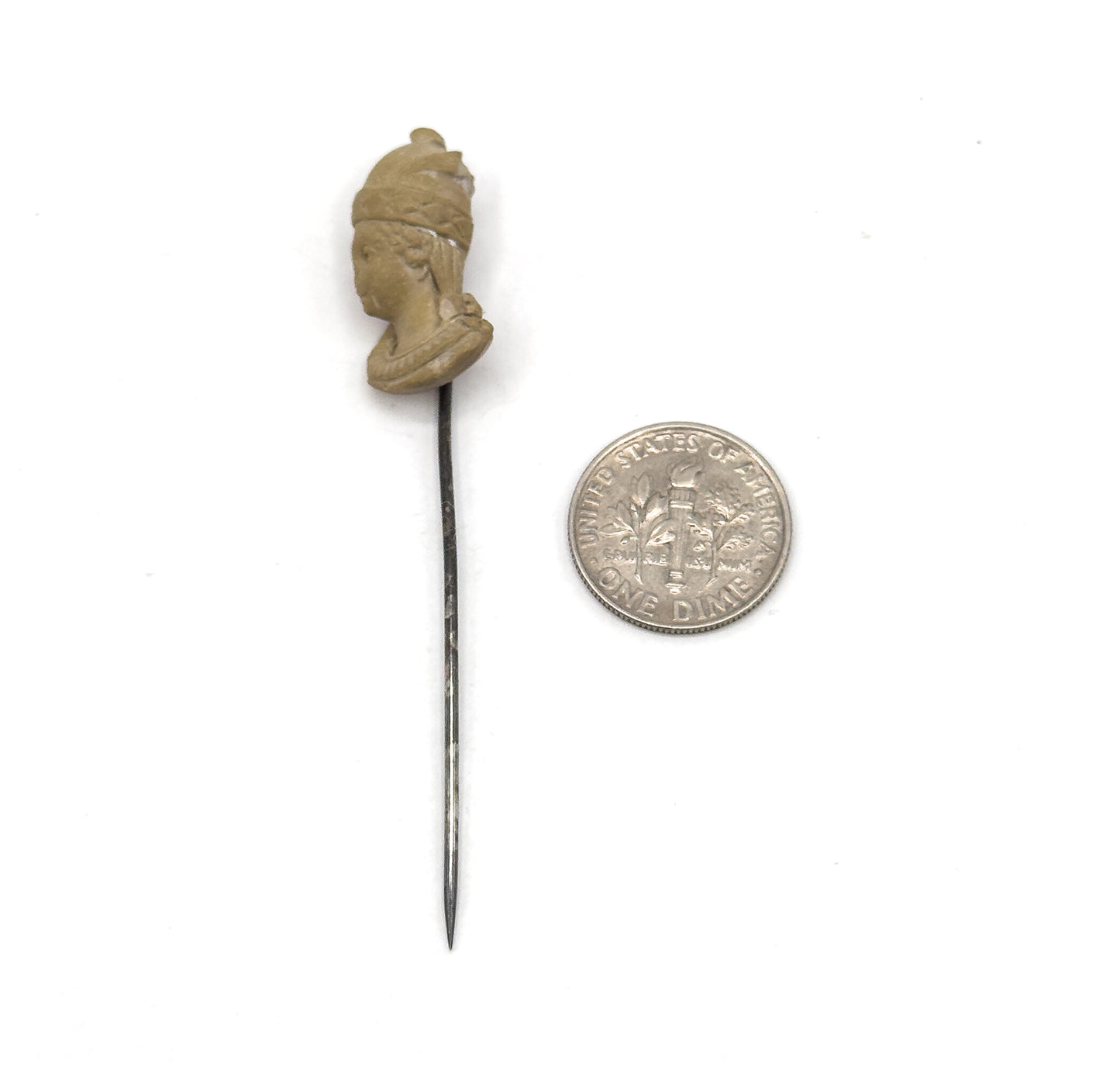 Victorian Grand Tour Lava Cameo Stick Pin
