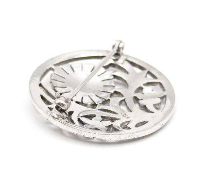 Art Deco Macasite Flower Brooch in Sterling Silver