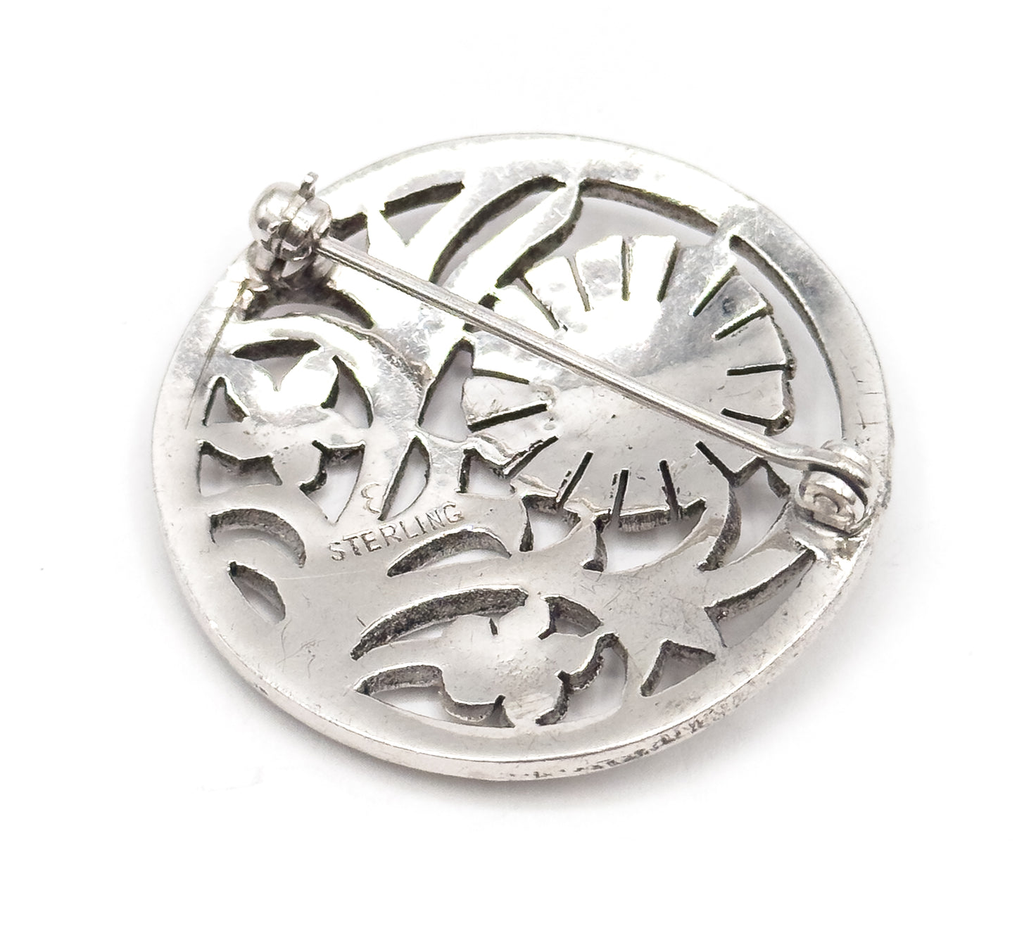 Art Deco Macasite Flower Brooch in Sterling Silver