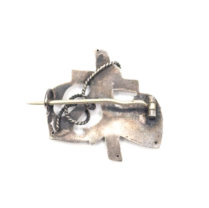 Victorian Faith Love Hope Brooch in Silver