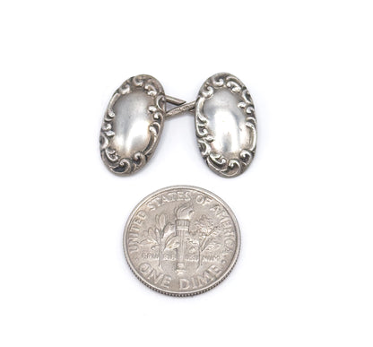 Art Nouveau Repoussé Cufflinks in Silver