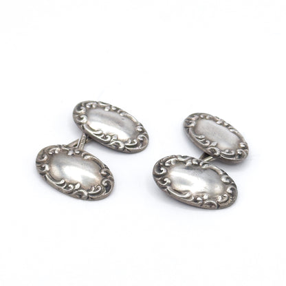 Art Nouveau Repoussé Cufflinks in Silver