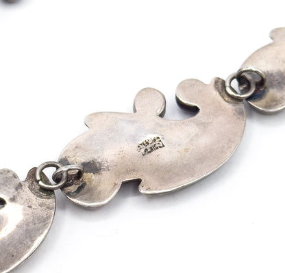 Chunky Mid-Century Mexican Silver Amethyst Necklace & earring Set