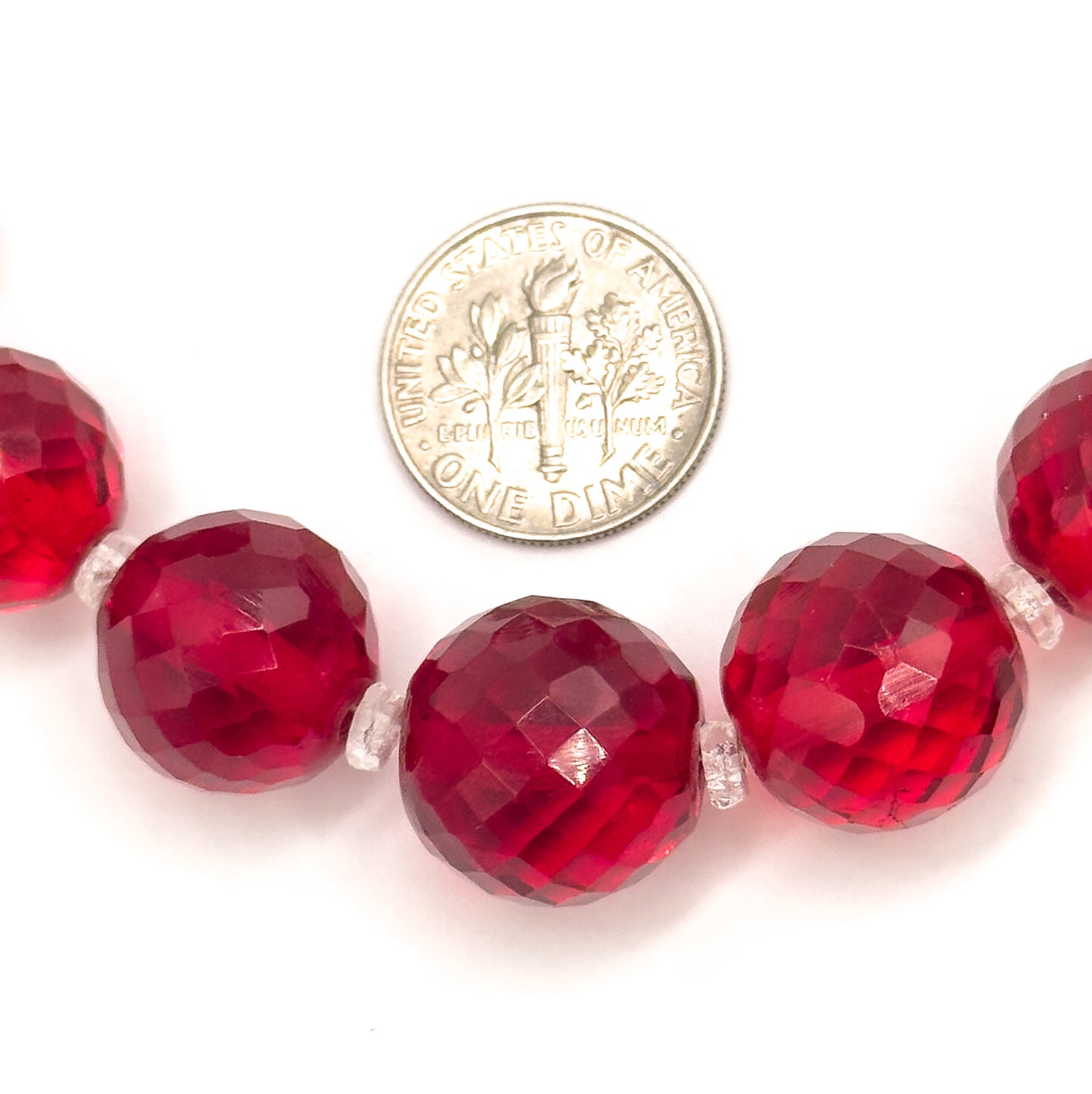 Vintage Long Cherry Red Glass Beaded Necklace