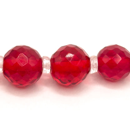 Vintage Long Cherry Red Glass Beaded Necklace