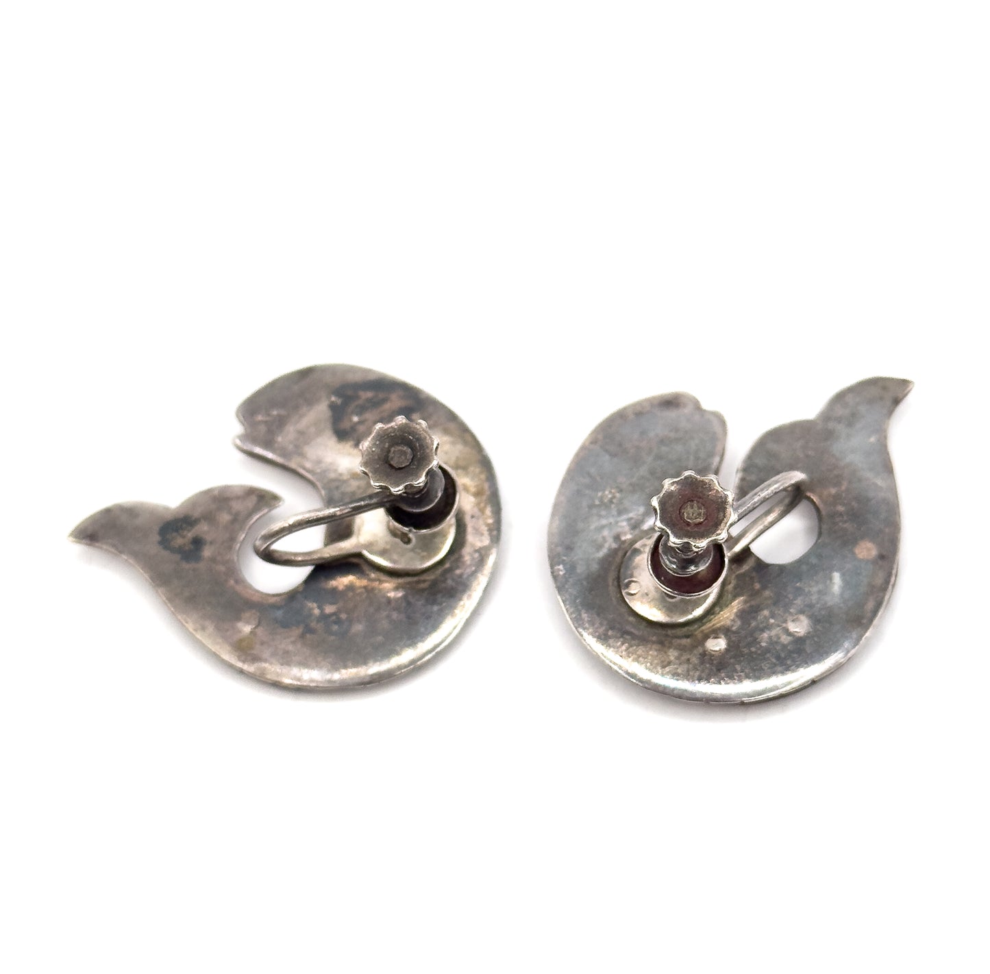 Mid-Century WIlliam Spratling Tortoiseshell Fish Earrings in Silver