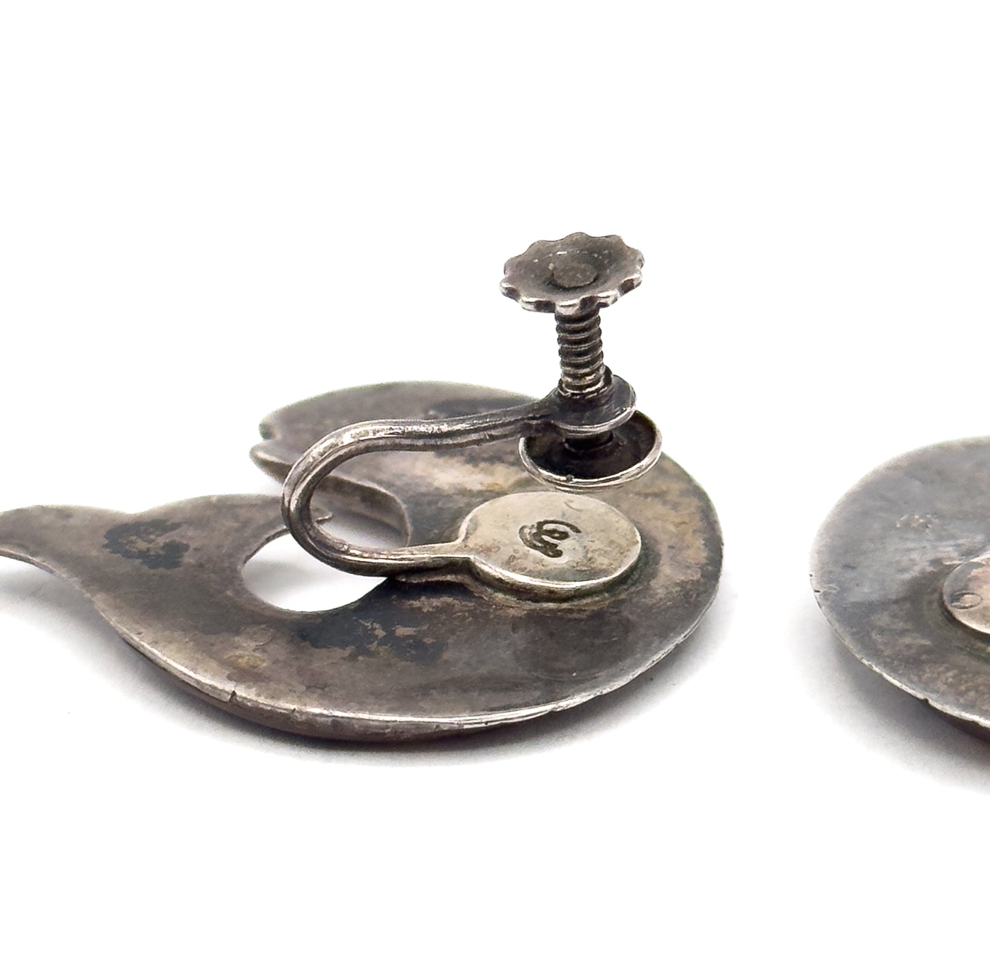 Mid-Century WIlliam Spratling Tortoiseshell Fish Earrings in Silver