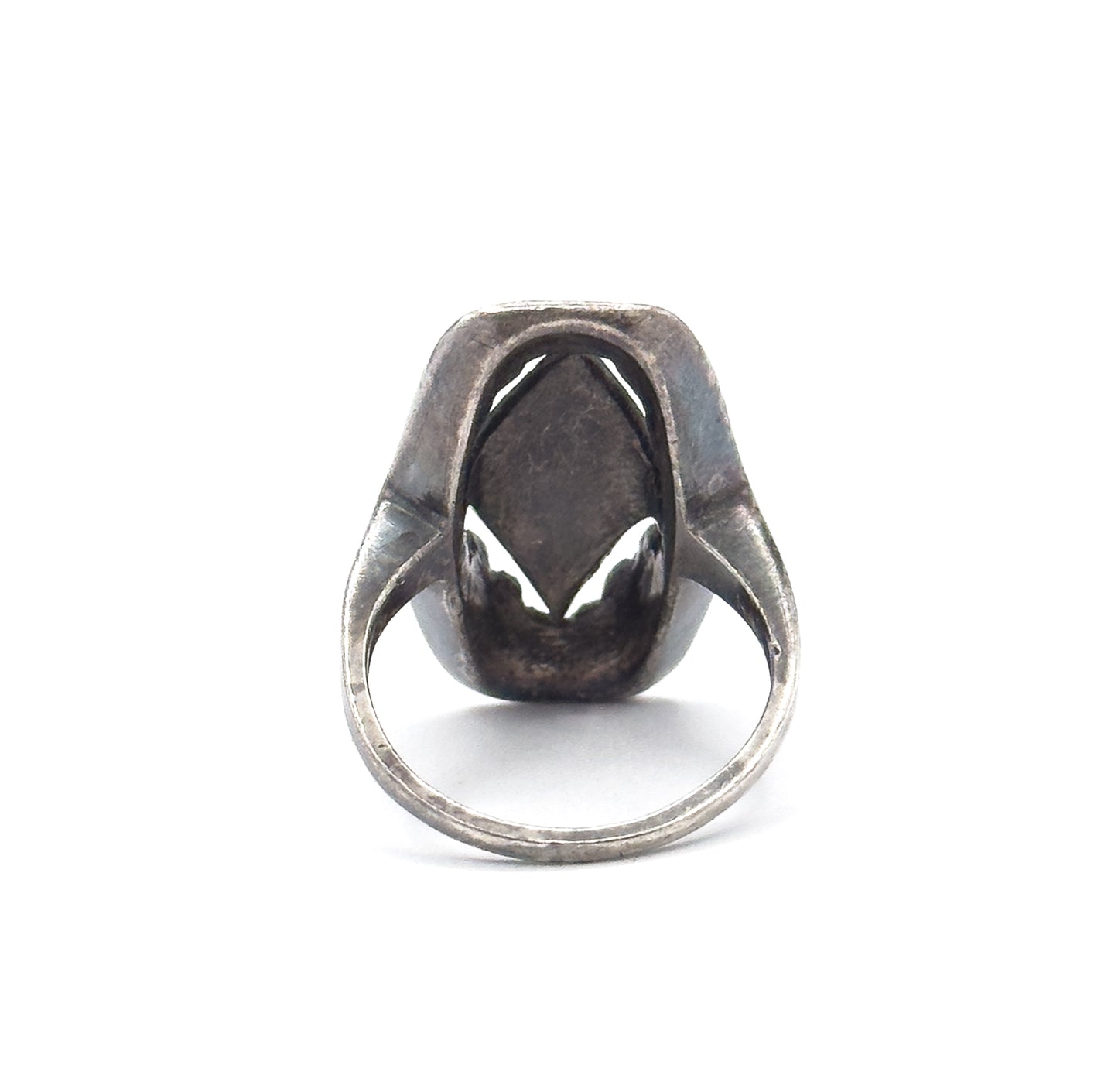 Antique Art Deco German Marcasite Shield Ring in Sterling Silver