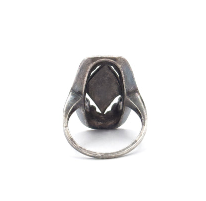 Antique Art Deco German Marcasite Shield Ring in Sterling Silver