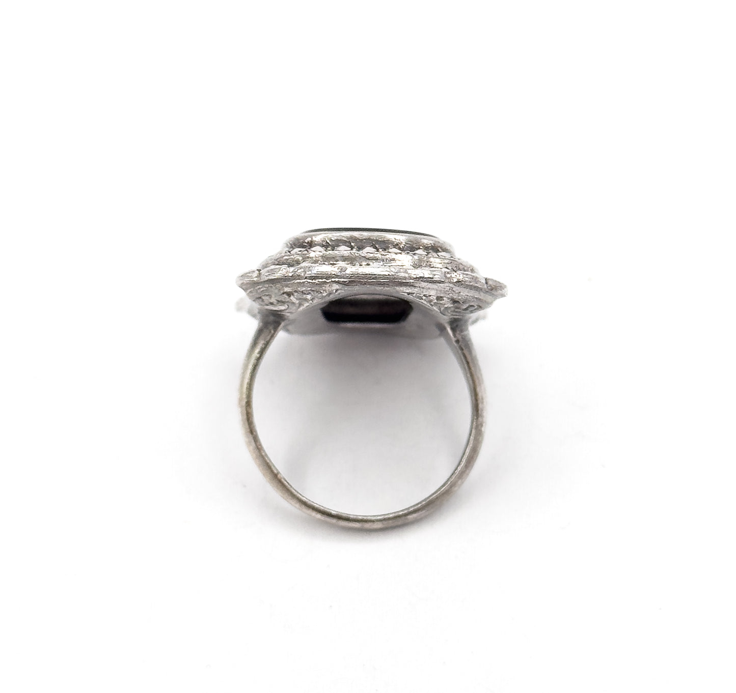 Vintage Art Deco Style Onyx & Marcasite Ring