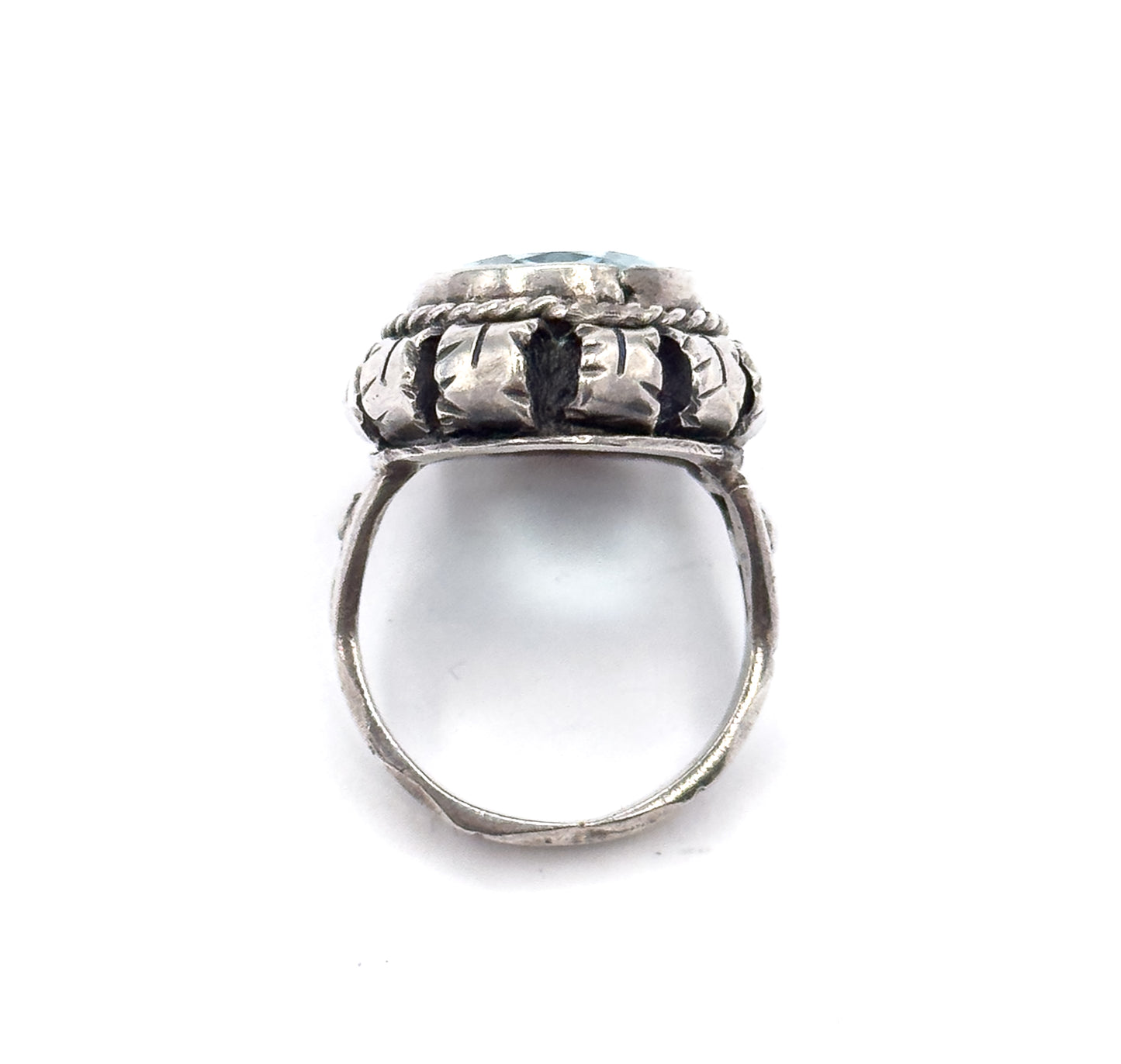 Vintage Blue Paste Handmade Ring in Silver