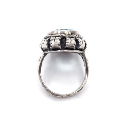 Vintage Blue Paste Handmade Ring in Silver