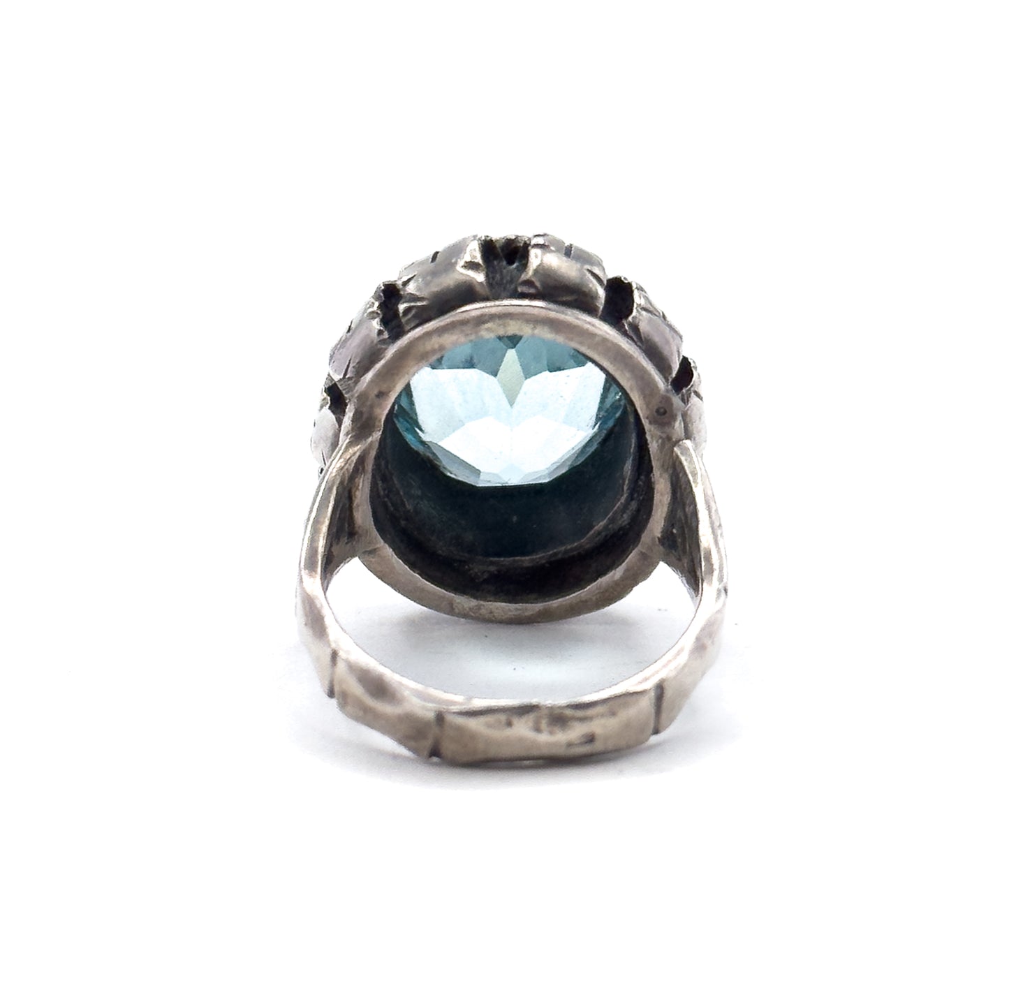 Vintage Blue Paste Handmade Ring in Silver