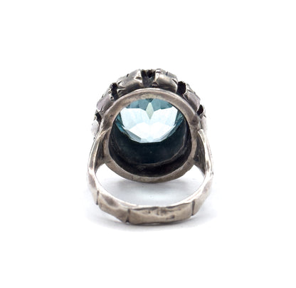Vintage Blue Paste Handmade Ring in Silver