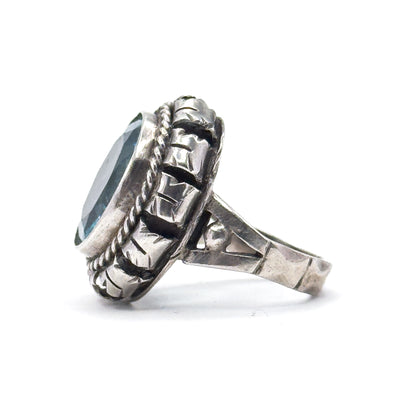 Vintage Blue Paste Handmade Ring in Silver