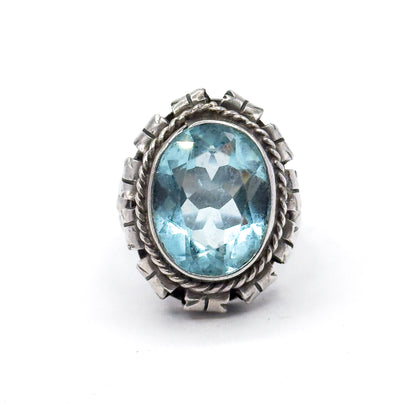 Vintage Blue Paste Handmade Ring in Silver