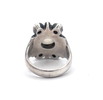 Arts & Crafts Moonstone Cabochon Ring in Sterling Silver