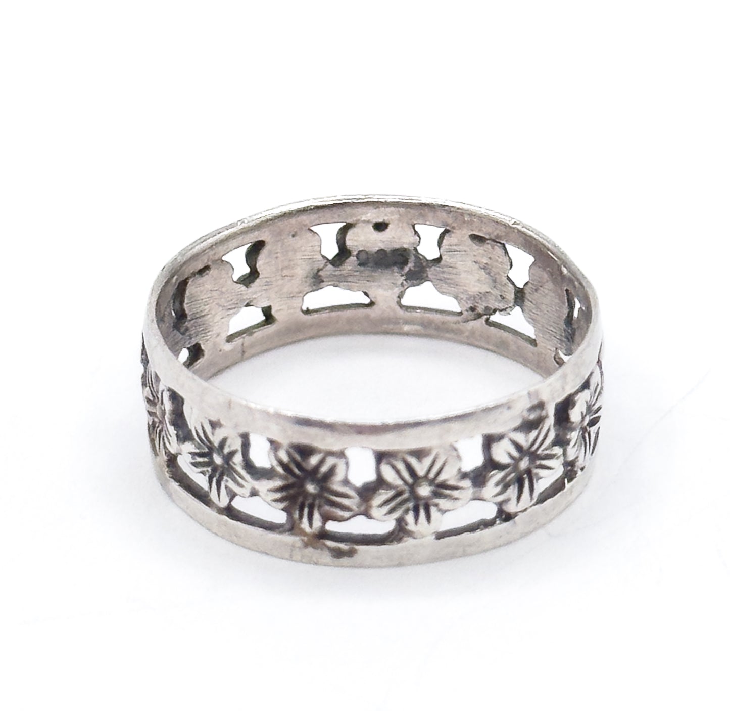 Vintage Forget Me Not Eternity Band in Sterling Silver