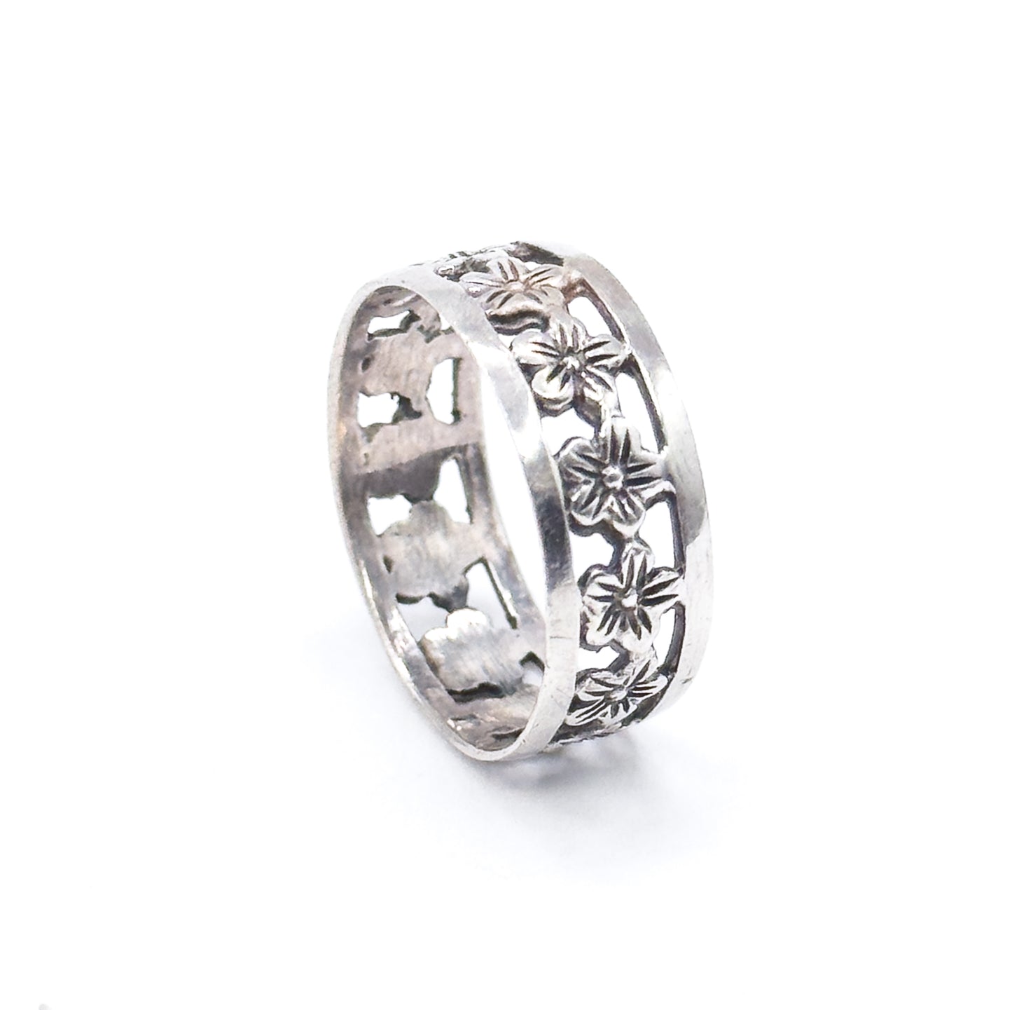 Vintage Forget Me Not Eternity Band in Sterling Silver