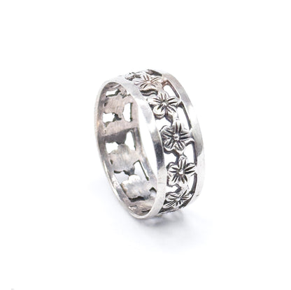 Vintage Forget Me Not Eternity Band in Sterling Silver