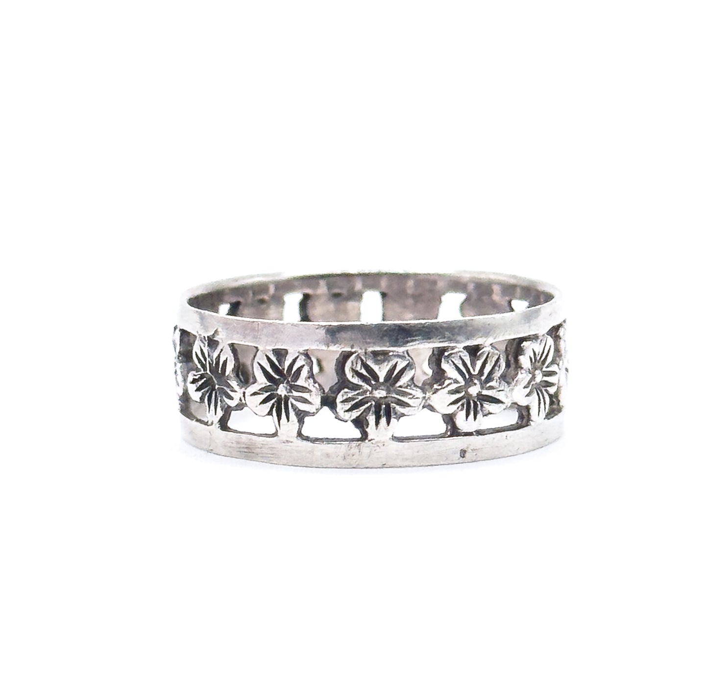 Vintage Forget Me Not Eternity Band in Sterling Silver